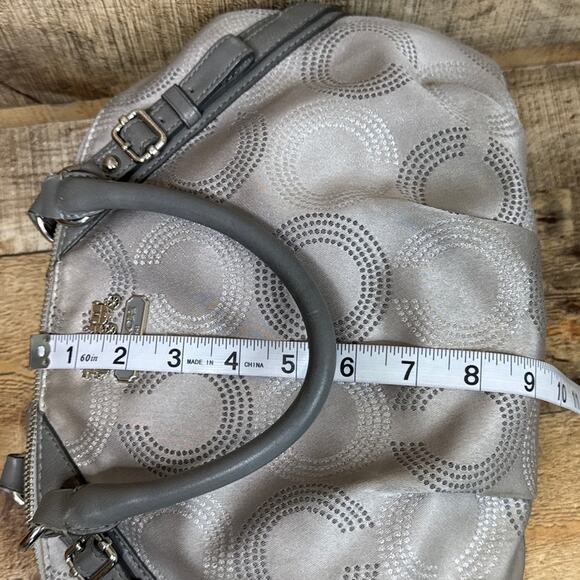 Coach Madison Dotted Op Art Sophia Satchel Bag Purse Signature C Silver 15935 - Picture 15 of 15